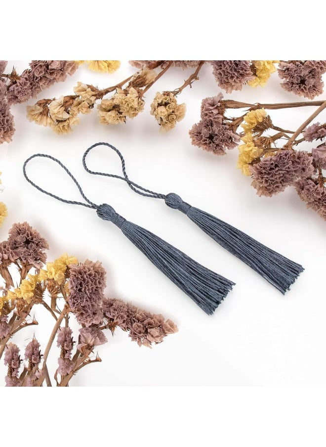 Generic - 100 Pieces Dark Gray Color 13cm/5-Inch Silky Handmade Soft Tassels Floss Bookmark Tassels with 2-Inch Cord Loop for Jewelry Making, DIY Projects, Bookmarks - Image 1