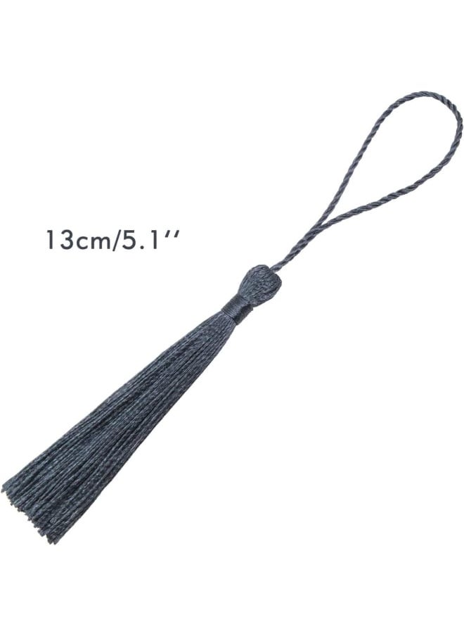Generic - 100 Pieces Dark Gray Color 13cm/5-Inch Silky Handmade Soft Tassels Floss Bookmark Tassels with 2-Inch Cord Loop for Jewelry Making, DIY Projects, Bookmarks - Image 1