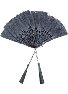 100 Pieces Dark Gray Color 13cm/5-Inch Silky Handmade Soft Tassels Floss Bookmark Tassels with 2-Inch Cord Loop for Jewelry Making, DIY Projects, Bookmarks