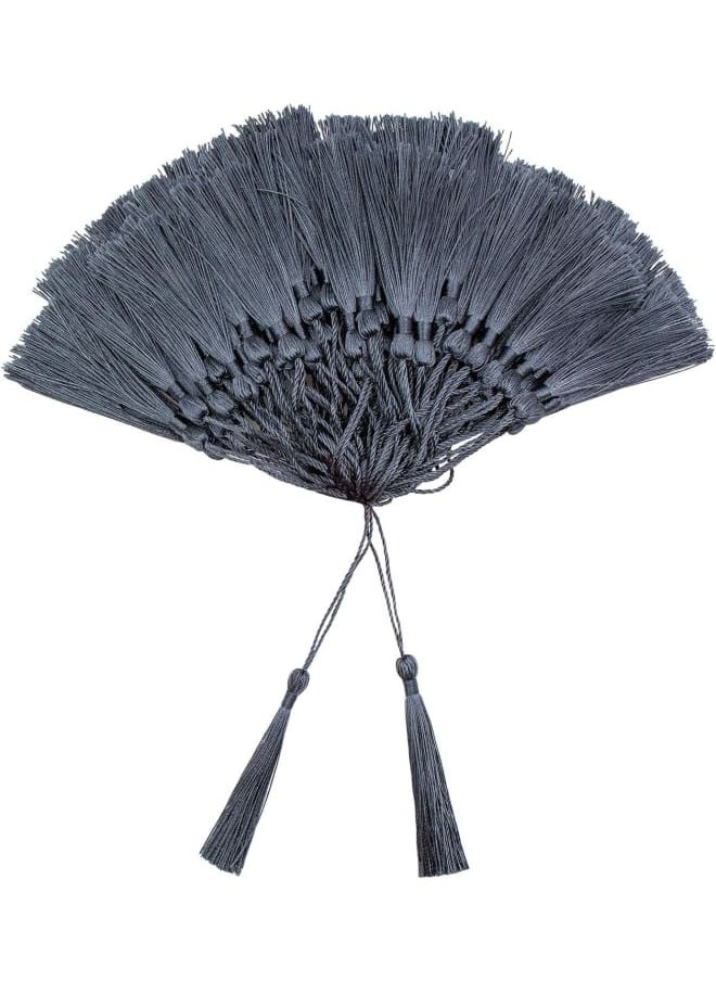 Generic - 100 Pieces Dark Gray Color 13cm/5-Inch Silky Handmade Soft Tassels Floss Bookmark Tassels with 2-Inch Cord Loop for Jewelry Making, DIY Projects, Bookmarks - Image 1