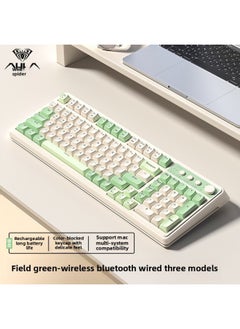 Tarantula S99 Wireless Three-Mode Bluetooth Keyboard Mute Desktop Notebook Office RGB Gaming E-Sports Mechanical Feel-Color:[yuanye Green] Wireless Three-mode Rgb Lighting - Yes - One-year Warranty Replacement