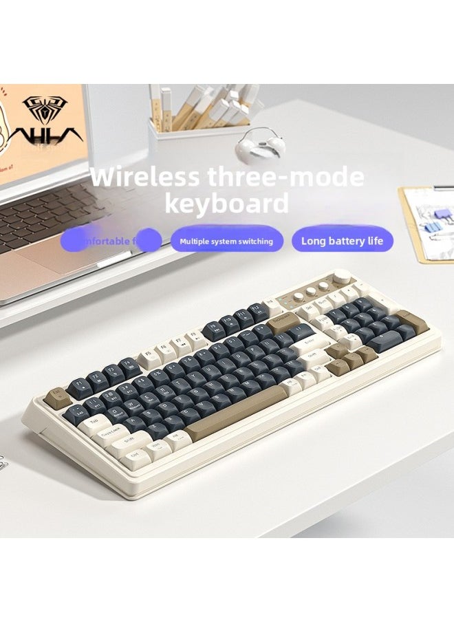 Generic - Tarantula S99 Wireless Three-Mode Bluetooth Keyboard Mute Desktop Notebook Office RGB Gaming E-Sports Mechanical Feel-Color:[yuanye Green] Wireless Three-mode Rgb Lighting - Yes - One-year Warranty Replacement - Image 1