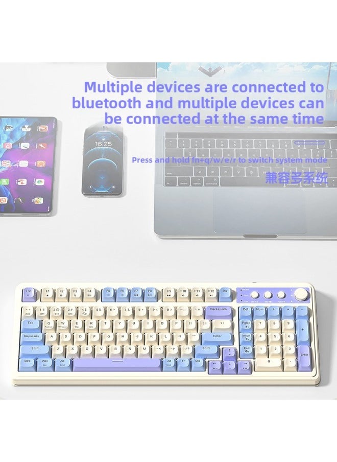 Generic - Tarantula S99 Wireless Three-Mode Bluetooth Keyboard Mute Desktop Notebook Office RGB Gaming E-Sports Mechanical Feel-Color:[yuanye Green] Wireless Three-mode Rgb Lighting - Yes - One-year Warranty Replacement - Image 1