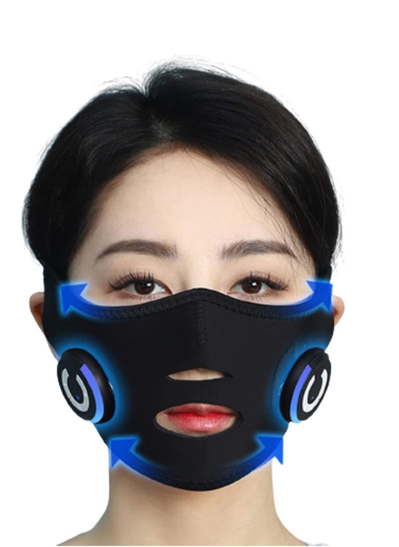 SYOSI V Face Massage Belt, Electric Face Lift Mask Face Slimming Belt Black USB Charge EMS 2 Modes 10 Gears Face Skin Tightening Device, Electric Double Chin Reducer Anti Aging V Line Up Lift Belt  - Image 1