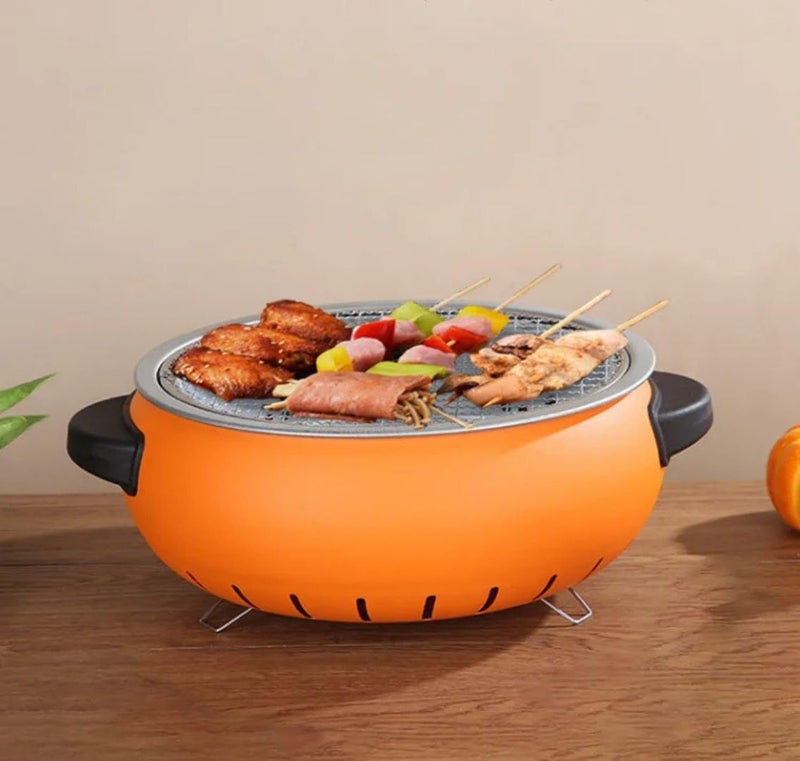 Portable Table Charcoal Grill Round Stainless Steel
