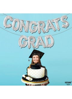 KATCHON Congrats Grad Balloon Silver 16 Inch ; Congrats Grad Banner 2023 For Graduation Party Decorations 2023 Silver ; Congrats Balloons Silver Grad Balloons For Congrats Grad Decorations 2023  - Image 3
