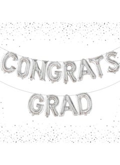 KATCHON Congrats Grad Balloon Silver 16 Inch ; Congrats Grad Banner 2023 For Graduation Party Decorations 2023 Silver ; Congrats Balloons Silver Grad Balloons For Congrats Grad Decorations 2023  - Image 2
