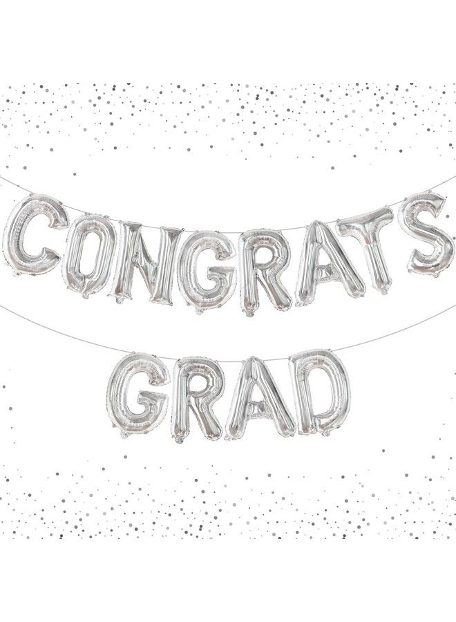 KATCHON Congrats Grad Balloon Silver 16 Inch ; Congrats Grad Banner 2023 For Graduation Party Decorations 2023 Silver ; Congrats Balloons Silver Grad Balloons For Congrats Grad Decorations 2023 - Image 1