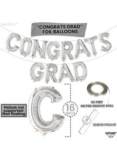KATCHON Congrats Grad Balloon Silver 16 Inch ; Congrats Grad Banner 2023 For Graduation Party Decorations 2023 Silver ; Congrats Balloons Silver Grad Balloons For Congrats Grad Decorations 2023  - Image 5