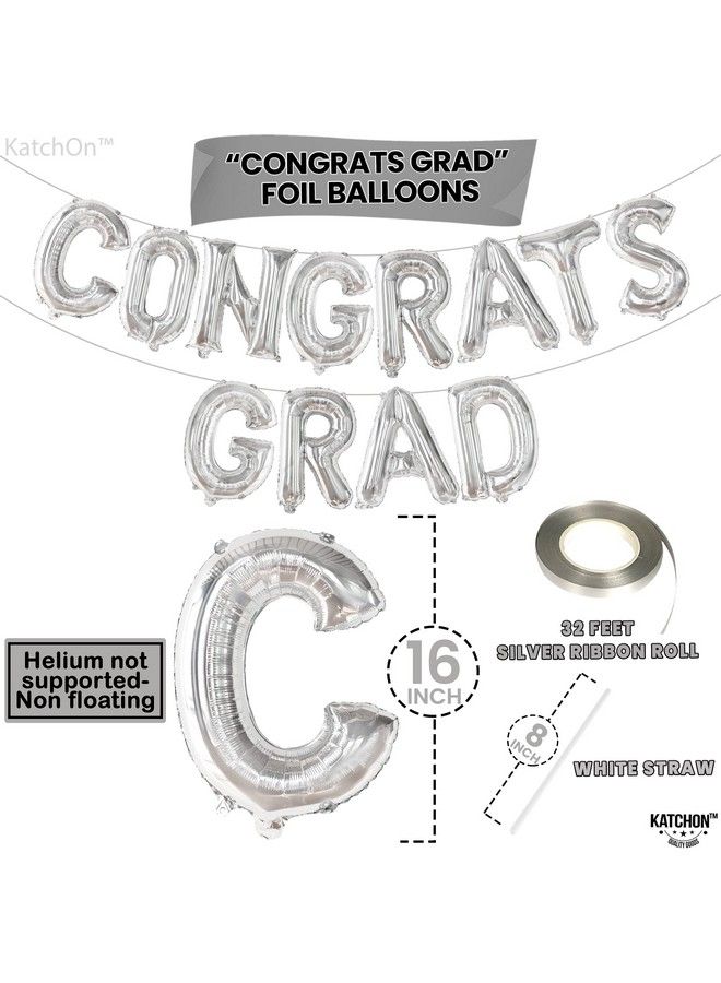 KATCHON Congrats Grad Balloon Silver 16 Inch ; Congrats Grad Banner 2023 For Graduation Party Decorations 2023 Silver ; Congrats Balloons Silver Grad Balloons For Congrats Grad Decorations 2023 - Image 5