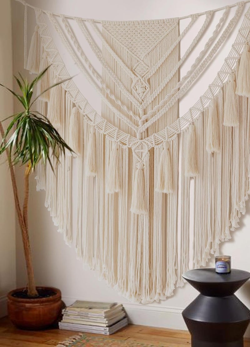 Jakalin Cost effective fine quality Large Macrame Wall Hanging 47" Wx 55" L Macrame Wall Decor Boho Handmade Yarn Wall Art Craftsmanship Home Decor Salt mist resistant - Image 3