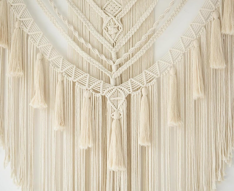 Jakalin Cost effective fine quality Large Macrame Wall Hanging 47" Wx 55" L Macrame Wall Decor Boho Handmade Yarn Wall Art Craftsmanship Home Decor Salt mist resistant - Image 5