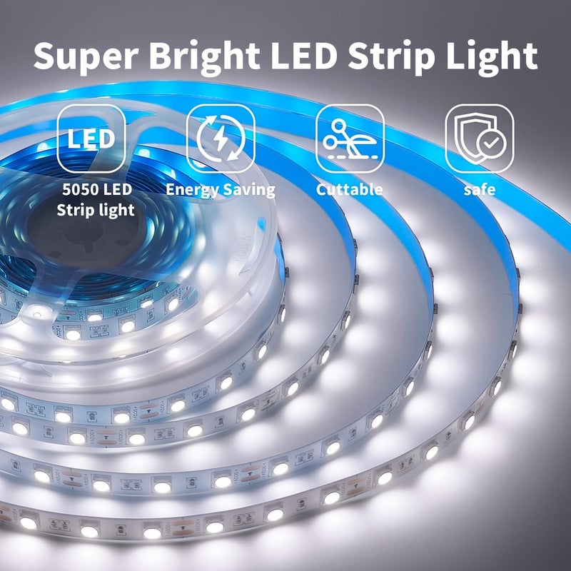 Meridian 5M SMD 5050 Flexible LED Strip Light - DC 12V Daylight White CT - Image 2