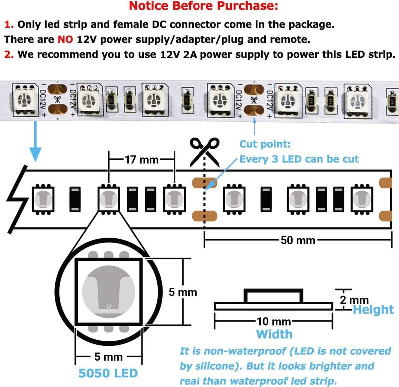 Meridian 5M SMD 5050 Flexible LED Strip Light - DC 12V Daylight White CT - Image 5