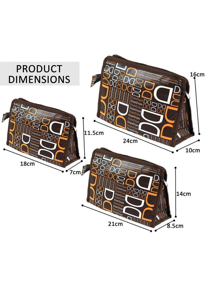 TULMAN Travel Cosmetic Pouch (Set of 3 Dojes Brown) - Multipurpose Organizer for Makeup, Jewelry, Toiletries & Accessories Organizer Synthetic Material - Compact & Lightweight - Unisex for Men & Women - Image 2