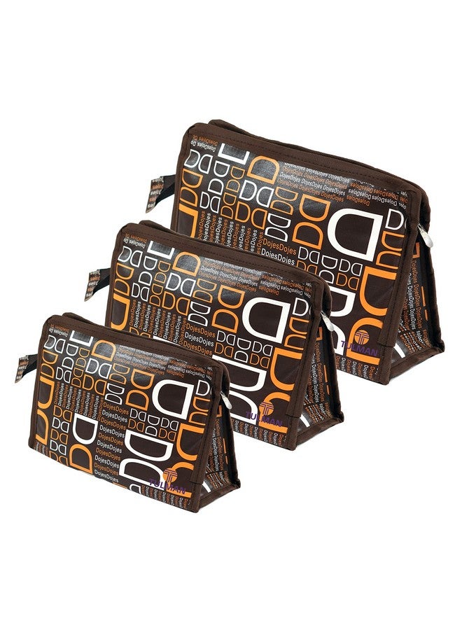 TULMAN Travel Cosmetic Pouch (Set of 3 Dojes Brown) - Multipurpose Organizer for Makeup, Jewelry, Toiletries & Accessories Organizer Synthetic Material - Compact & Lightweight - Unisex for Men & Women - Image 1