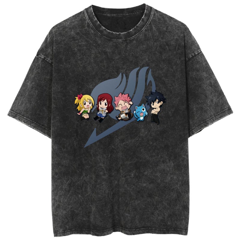 Street Washed T-Shirt Anime Fairy Tail Fairy Tail Casual Cotton Summer Short Sleeve For Men And Women - Image 5