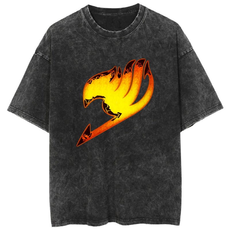 Street Washed T-Shirt Anime Fairy Tail Fairy Tail Casual Cotton Summer Short Sleeve For Men And Women - Image 4