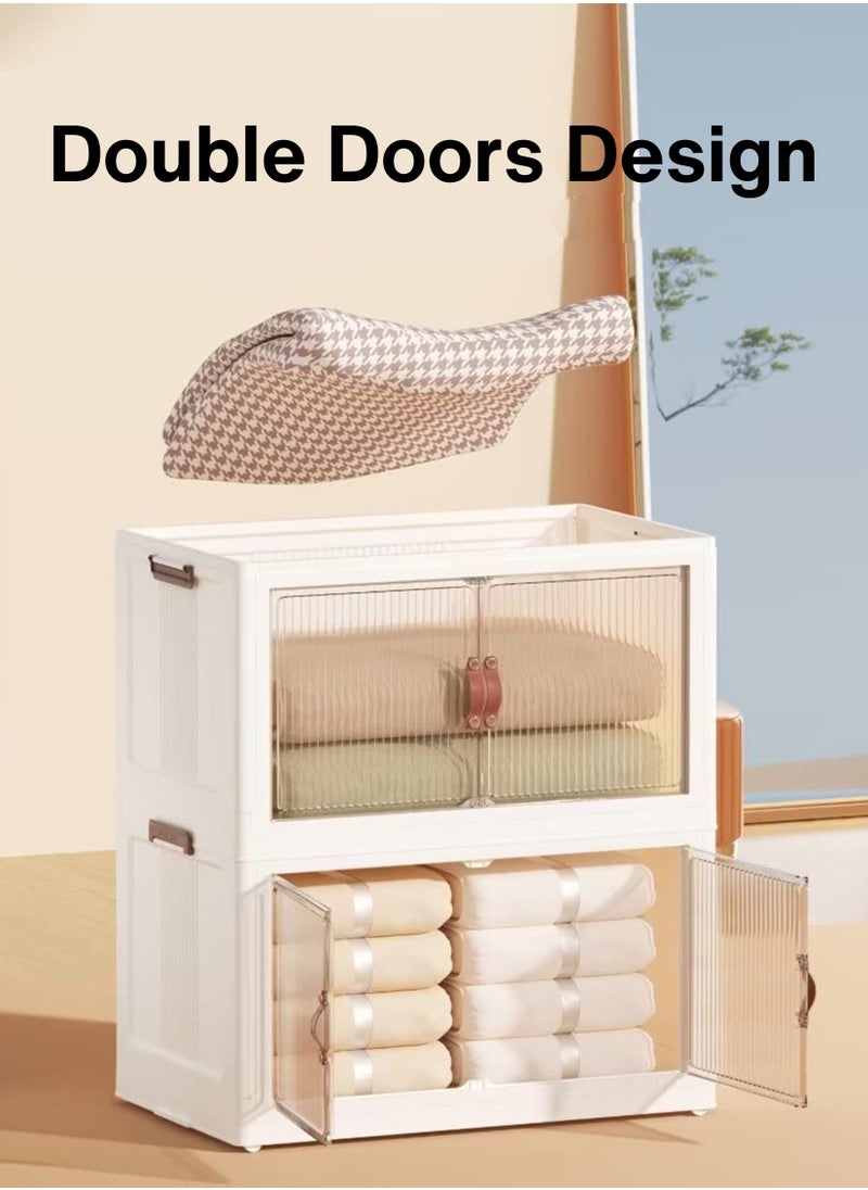 Toshonics 3-Tier Stackable Plastic Storage Bins with Magnetic Foldable Doors and Wheels – Large Storage Organizer for Bedroom, Kitchen, Office, Closet, Dorm, Toys, Clothes, and More – Space-Saving, Durable, Easy Access Storage  - Image 5