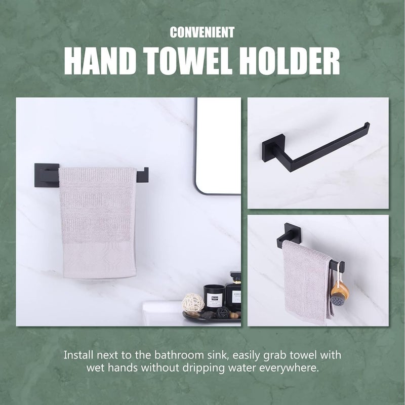 LUXIUR 4 Piece Towel Hanger for Wash Basin, Towel Rod for Bathroom and Kitchen, 304 Grade Stainless Steel Wall Hooks for Hanging Strong 5kg, Toilet Paper Roll Holder, Matte Black - Image 3