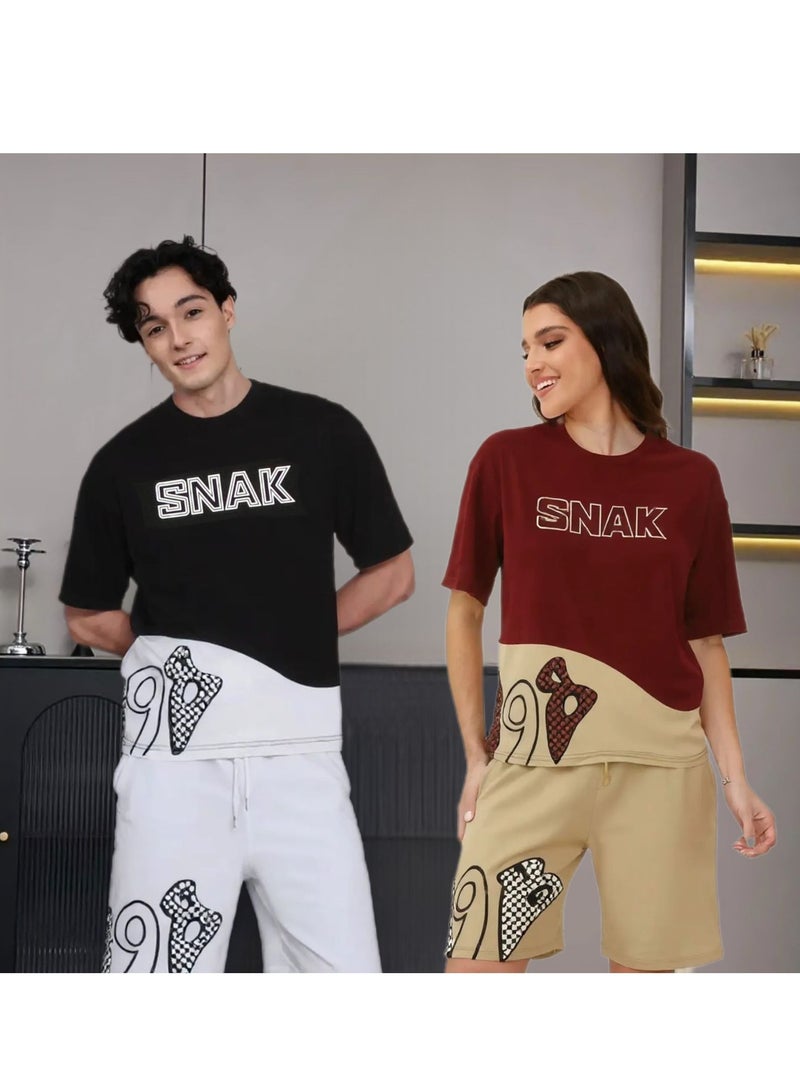 طقم شورت اوفر سايز كامل للجنسين