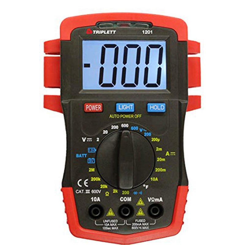 Triplett Compact CAT III 1999 Count Digital Multimeter  ACDC Voltage ACDC Current Resistance Temperature Continuity and Diode Check 1301
