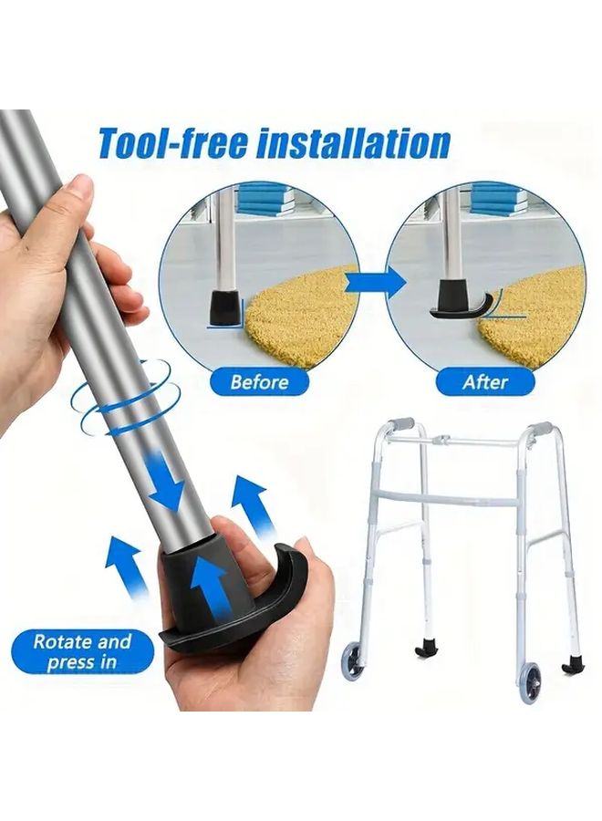 2 Walker Ski Glides 28.6mm Shock Absorbing Base Premium Rubber Rollers for Smooth Walking Home Care Equipment - Image 5