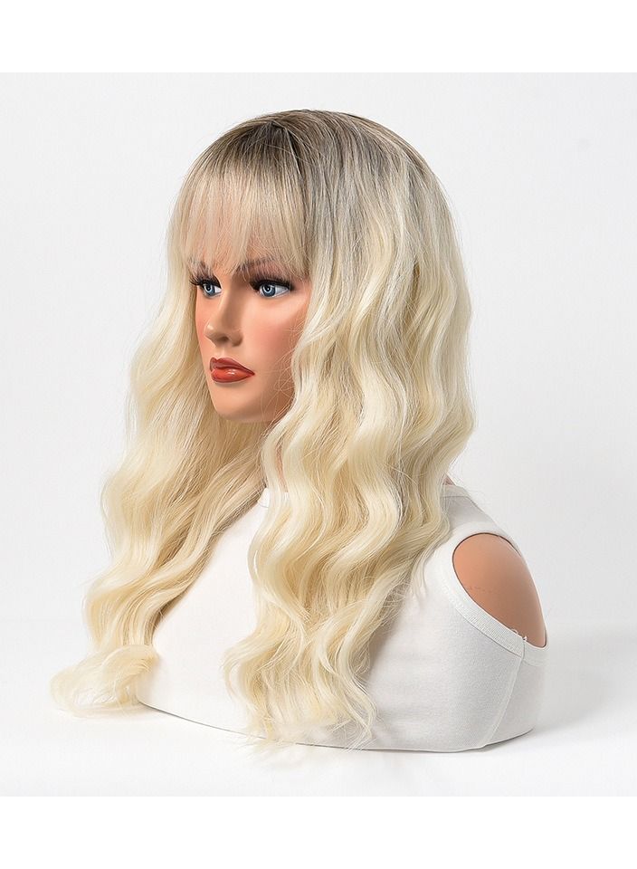 إستيل منتجات استيل شعر مستعار أنثى طويل مجعد شعر مموج كبير متوسط ​​طويل كامل أغطية الرأس أفتح أشقر - Image 2