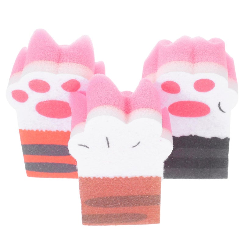 Thickened Cat Paw Kitchen Sponges 3pcs Non Scratch Scrubber Random Color - Image 2