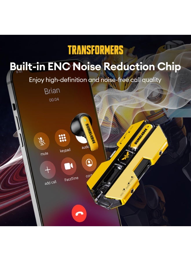 Transformers TF-T01 True Wireless Earbuds Wireless Bluetooth 5.4 Ear Buds Deep Bass Sound Earbud with Smart Noise Cancelling Mic IPX5 Waterproof in Ear Earphones for Android iOS Yellow Bumblebee - Image 4