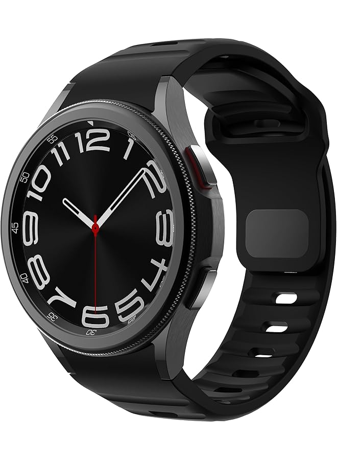 دادو سوار سيليكون بدون فجوة متوافق مع ساعة سامسونج جالاكسي 6 5 4 47 46 45 44 43 42 40 مم بتصميم خط سيليكون أسود - Image 1