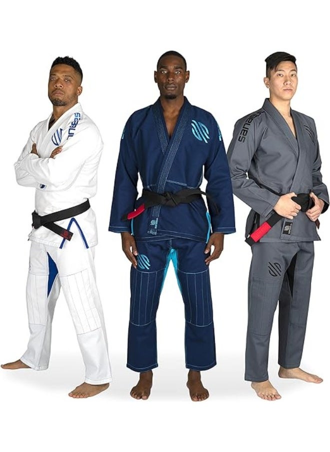 Sanabul  Essential BJJ Gi for Men | Brazilian Jiu Jitsu Gi BJJ | Lightweight, Preshrunk Cotton Fabric | IBJJF Approved Navy 