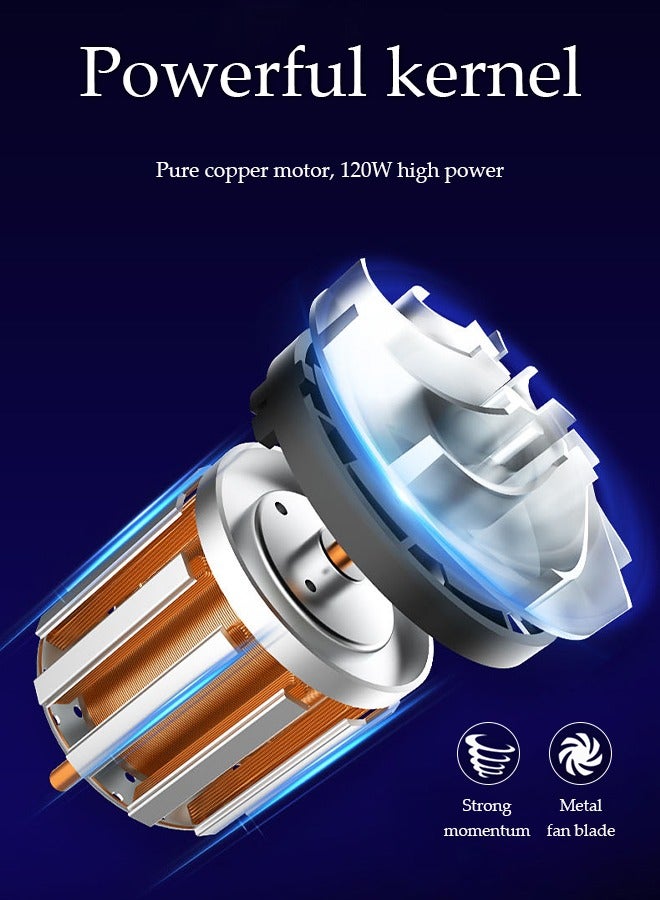 مكنسة كهربائية محمولة للسيارة، مكنسة كهربائية محمولة للسيارة، منفضة هواء ومكنسة كهربائية، فوهات متعددة، مكنسة كهربائية محمولة عالية الطاقة للسيارة والمنزل والحيوانات الأليفة والمكتب - Image 2