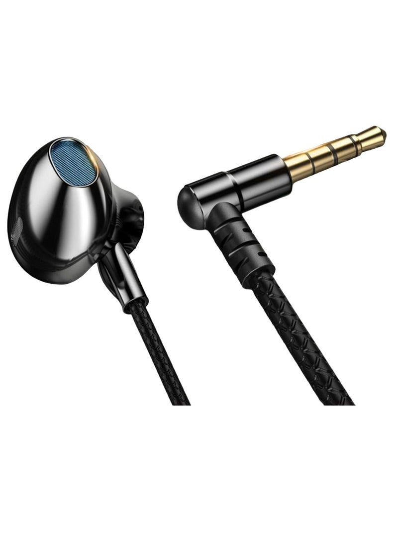 Wired Earbuds, 90 Degree Elbow Plug Headphones With Mic, Comfortable Super Bass Music Earphones, Waterproof In Ear Headsets For Gaming Music Running Workouts, (1pc, Black 3.5mm)  - Image 1