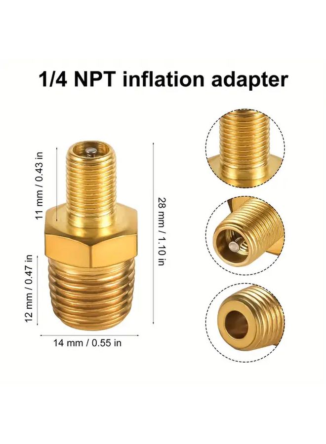 مجموعتان من محولات صمام التضخم النحاسية 1/4 بوصة من نوع NPT إلى موصلات إطارات شريدر. - Image 3