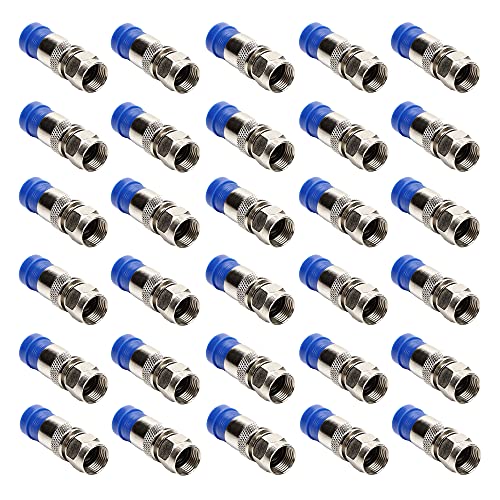 TLS.eagle RG6 Compression F Type Straight Antenna Cable Connector Coax Adapter Pack of 30 - Image 1