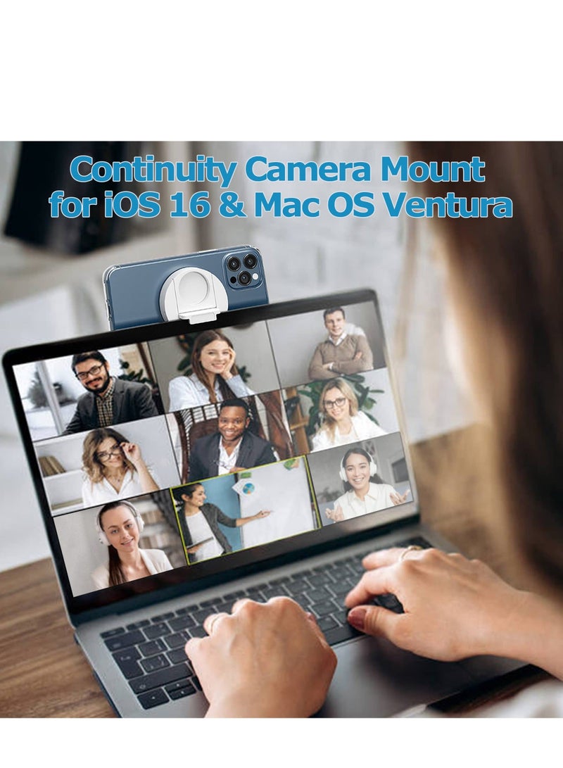 Captaintech Continuity Camera Mount for MacBook Laptops/iPhone 12, 13 & 14 Series, Compatible with Mag safe, for iPhone Webcam Mount for iOS 16 & macOS Ventura, Desk View Avaliable, Includes Magnetic Metal Ring - Image 5