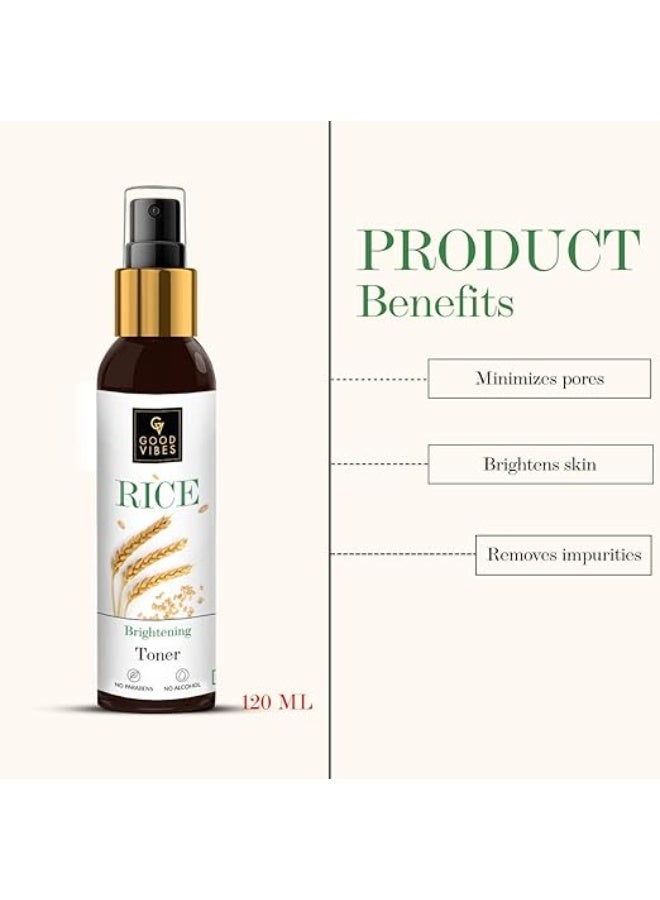 Good Vibes Rice Brightening Toner 120 ml, Hydrating Light Weight Moisturizing Glowing Face Spray Toner for All Skin Types, Natural, No Alcohol, Parabens & Sulphates, No Animal Testing - Image 3