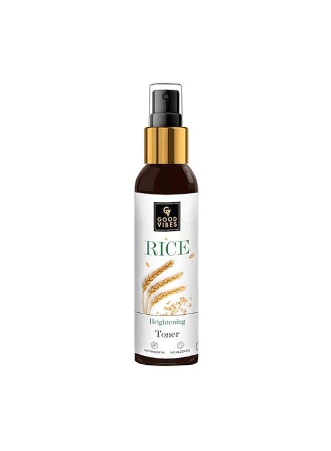Good Vibes Rice Brightening Toner 120 ml, Hydrating Light Weight Moisturizing Glowing Face Spray Toner for All Skin Types, Natural, No Alcohol, Parabens & Sulphates, No Animal Testing - Image 1
