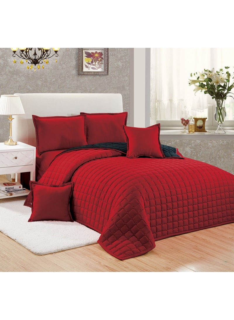 Sleep Night 6 Pieces Comforter Set King Size 220 X 240Cm Dual color Reversible Bedding Set for All Seasons - Image 1