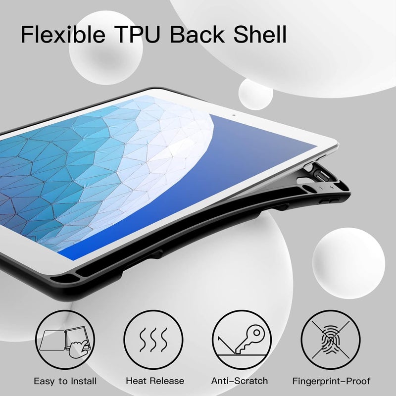 Jetech Case For Ipad Air 3 (10.5-Inch 2019, 3Rd Generation) And Ipad Pro 10.5 With Pencil Holder, Slim Tablet Cover With Soft Tpu Back, Auto Wake/Sleep (Black) - Image 3