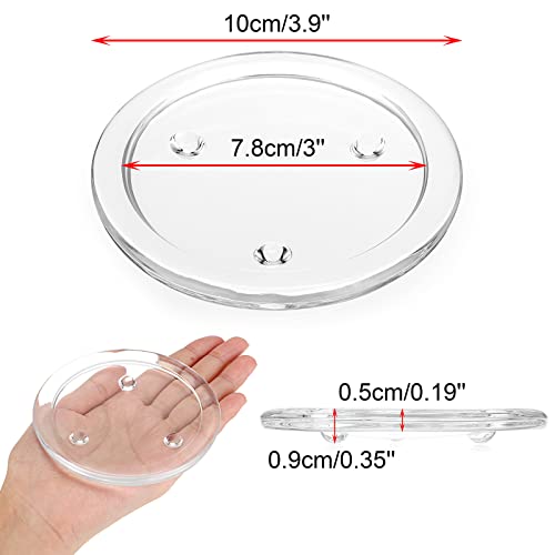 OwnMy 5PCS Clear Glass Candle Plates 3 Inch Pillar Candle Holders, Glass Coasters Small Round Candle Base & Plates and Trays for Dining Wedding Table Centerpieces - Image 3