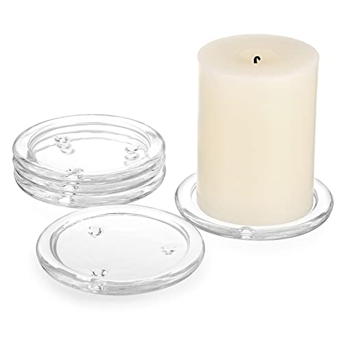 OwnMy 5PCS Clear Glass Candle Plates 3 Inch Pillar Candle Holders, Glass Coasters Small Round Candle Base & Plates and Trays for Dining Wedding Table Centerpieces - Image 1