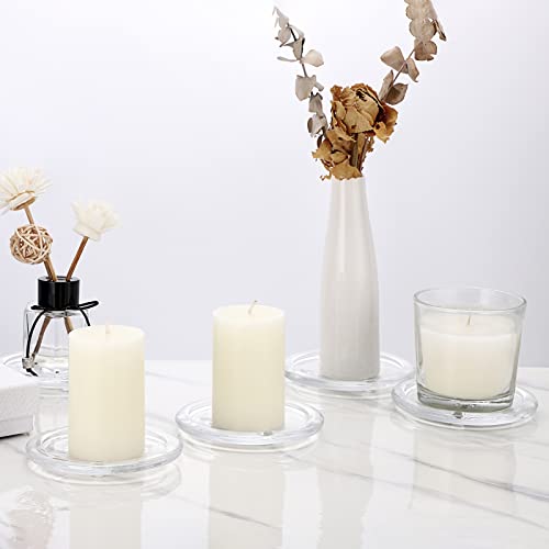 OwnMy 5PCS Clear Glass Candle Plates 3 Inch Pillar Candle Holders, Glass Coasters Small Round Candle Base & Plates and Trays for Dining Wedding Table Centerpieces - Image 4