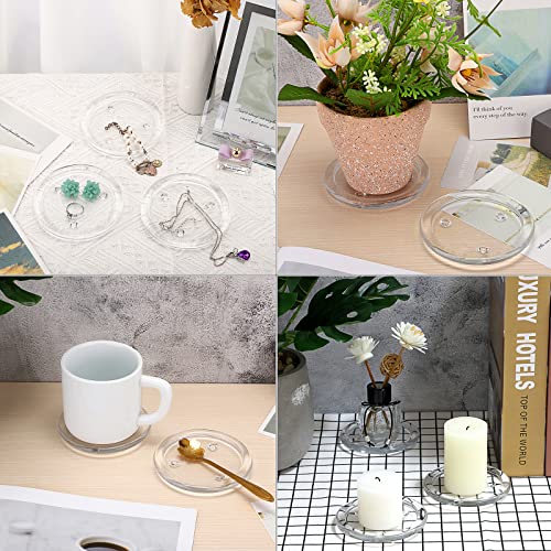 OwnMy 5PCS Clear Glass Candle Plates 3 Inch Pillar Candle Holders, Glass Coasters Small Round Candle Base & Plates and Trays for Dining Wedding Table Centerpieces - Image 5