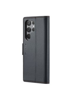 CaseMe Flip Wallet Case For Samsung Galaxy S22 Ultra, [RFID Blocking] PU Leather Wallet Flip Folio Case with Card Holder Kickstand Shockproof Phone Cover (Black)  - Image 2