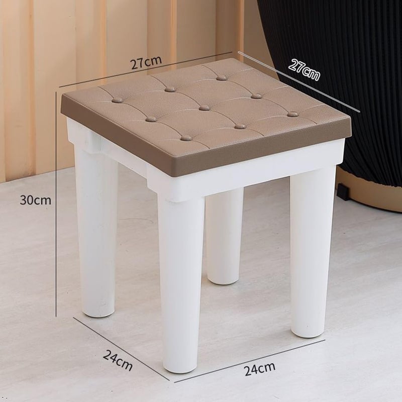 Square Small Shower Stool, Small Sitting Stool for Home Living Room Bathroom, Non-Slip Plastic Household Low Stool, Sturdy and Durable Shower Chair (Color : Brown, Size : 27 * 27 * 30cm) - Image 2