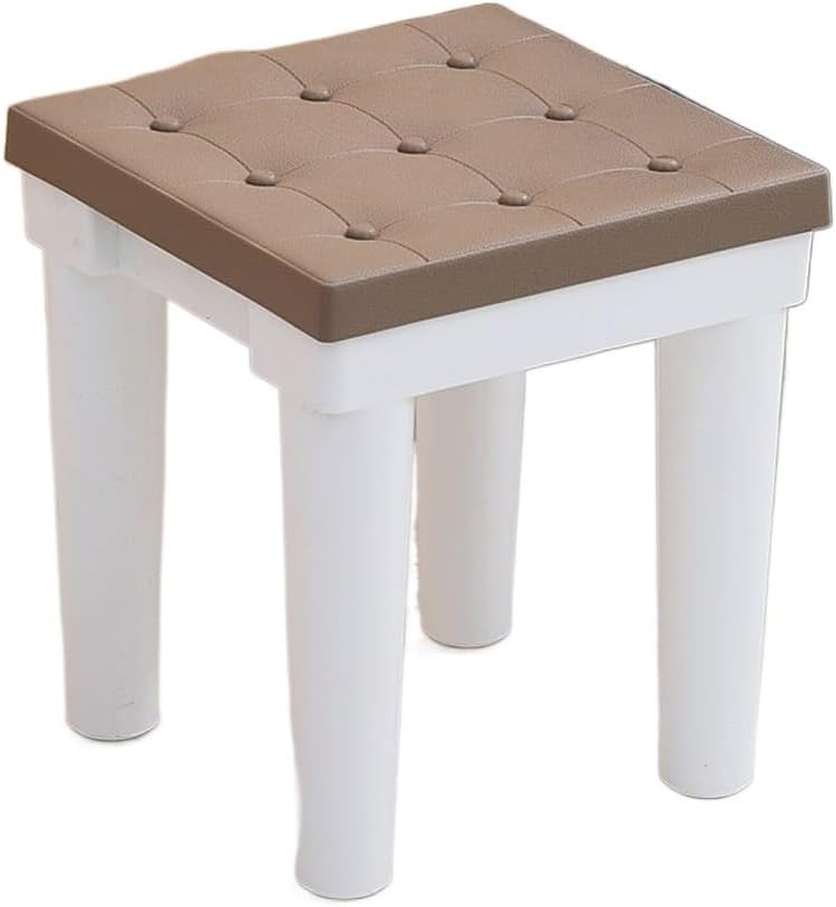 Square Small Shower Stool, Small Sitting Stool for Home Living Room Bathroom, Non-Slip Plastic Household Low Stool, Sturdy and Durable Shower Chair (Color : Brown, Size : 27 * 27 * 30cm) - Image 1
