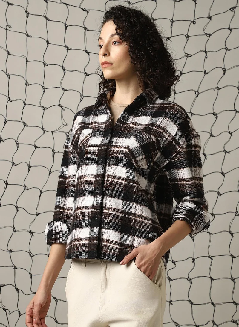 هوبرهولمي شيكت نسائي كبير بطبعة كاروهات من مزيج القطن متعدد الألوان