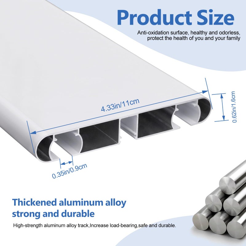 Cbsroro Double Row Ceiling Curtain Track, Silent Heavy Aluminum Duty Curtain Track System, Sliding Curtain Rails for Curtains, Room Divider Track for Bedroom Living Room Ofiice Hotel, White, 9FT - Image 2